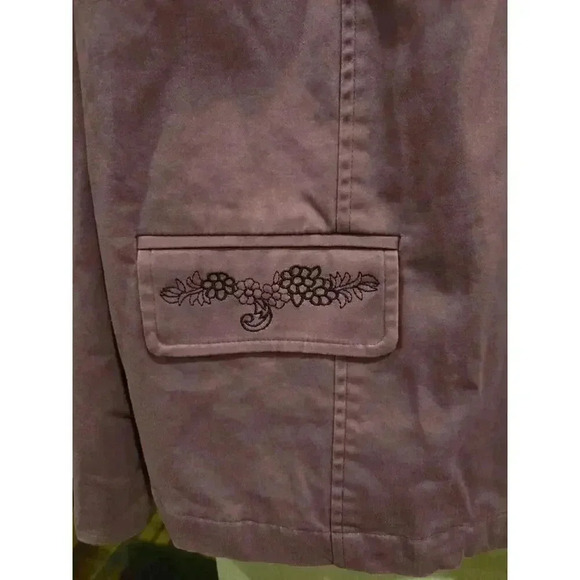 Denim & Co Women's L Purple Embroidered Spring Jacket Mid-Length - Picture 2 of 13